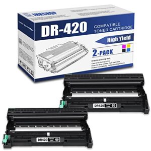 DR420 Compatible DR-420 Black Drum Unit Replacement for Brother DR-420 DCP-7060D DCP-7065DN Intellifax 2840 MFC-7240 HL-2130 HL-2132 Toner.(2 Pack)