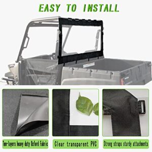 YONQIFON UTV Rear Windshield,Soft Rear Window Compatible with Polaris Midsize Ranger 400 570 800 (2015+)