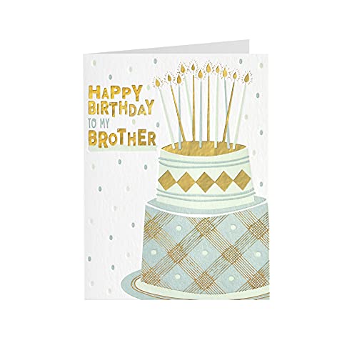 NIQUEA.D Happy Birthday Card, To My Brother Cake Letter Press (NB-0219), (4.125 x 5.5) Vertical