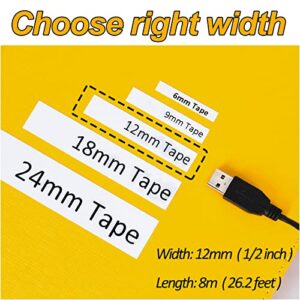 Hehua Tze Tz Tape 12mm 0.47 Laminated Tape Compatible for Brother Label Maker Tape TZe-231 TZe-131 for Ptouch PTD210 PTH110 PTD400 PTD600 ( Black on White/ Clear, 3+3 Pack )