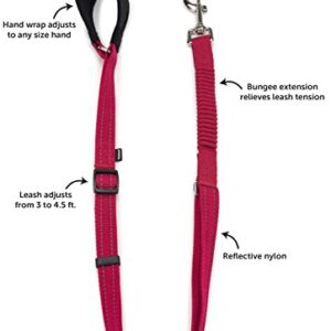 PetSafe Sport Leash, Durable Nylon Leash with Unique Padded Hand Wrap Handle to Help Keep Hands Free for Running or Walking, for Dogs up to 75 lb., Red