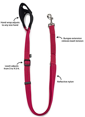 PetSafe Sport Leash, Durable Nylon Leash with Unique Padded Hand Wrap Handle to Help Keep Hands Free for Running or Walking, for Dogs up to 75 lb., Red