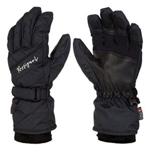 rossignol women’s laly impression gloves (medium, black/black/silver)