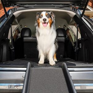 petsafe happy ride folding dog ramp for cars, trucks, & suvs – 62 inch portable pet ramp for large dogs with siderails, non-slip – weighs only 10 lb, supports up to 150 lb, easy storage, folds in half