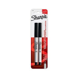 sharpie 37161pp ultra fine point permanent markers (set of 4), resists fading and water, black color, 4 blister pack with 2 markers, total 8 markers