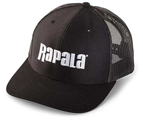 Rapala RTC102 Trucker Cap Black/Black Mesh, Center Logo