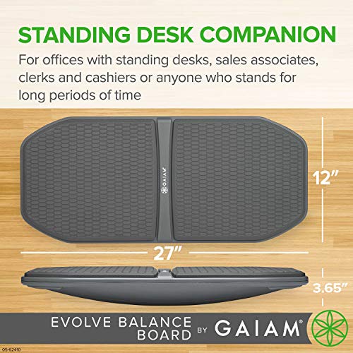 Gaiam Evolve Balance Board for Standing Desk - Stability Rocker Wobble Board for Constant Movement to Increase Focus, Alternative to Standing Desk Anti-Fatigue Mat