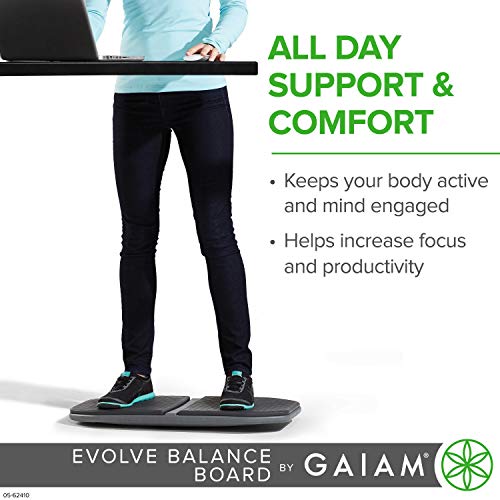 Gaiam Evolve Balance Board for Standing Desk - Stability Rocker Wobble Board for Constant Movement to Increase Focus, Alternative to Standing Desk Anti-Fatigue Mat