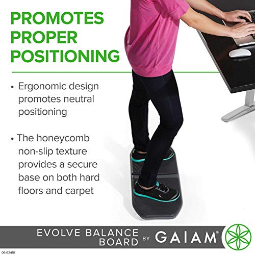 Gaiam Evolve Balance Board for Standing Desk - Stability Rocker Wobble Board for Constant Movement to Increase Focus, Alternative to Standing Desk Anti-Fatigue Mat