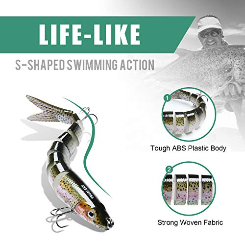 TRUSCEND Fishing Lures for Bass Trout Multi Jointed Swimbaits Slow Sinking Bionic Swimming Lures Bass Freshwater Saltwater Bass Lifelike Fishing Lures Kit