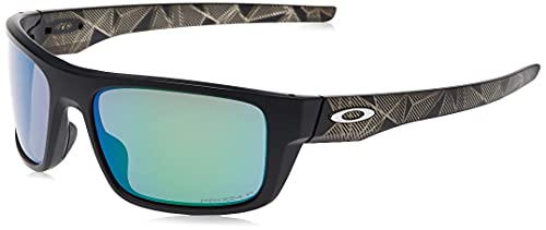 Oakley Men's OO9367 Drop Point Rectangular Sunglasses, Matte Black/Prizm Jade Polarized, 61 mm