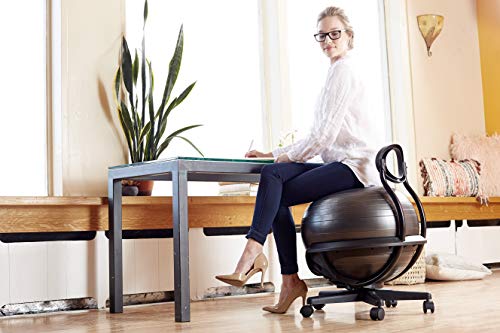 Gaiam Ultimate Balance Ball Chair - Premium Exercise Stability Yoga Ball Ergonomic Chair for Home and Office Desk with Reinforced Base, Air Pump, Exercise Guide, Black