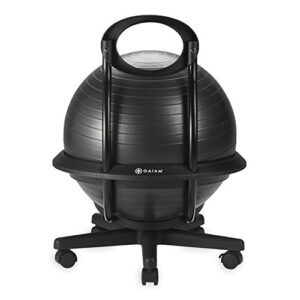 Gaiam Ultimate Balance Ball Chair - Premium Exercise Stability Yoga Ball Ergonomic Chair for Home and Office Desk with Reinforced Base, Air Pump, Exercise Guide, Black