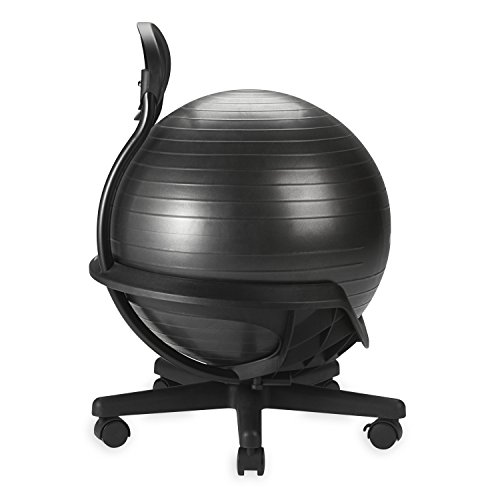 Gaiam Ultimate Balance Ball Chair - Premium Exercise Stability Yoga Ball Ergonomic Chair for Home and Office Desk with Reinforced Base, Air Pump, Exercise Guide, Black