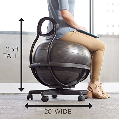 Gaiam Ultimate Balance Ball Chair - Premium Exercise Stability Yoga Ball Ergonomic Chair for Home and Office Desk with Reinforced Base, Air Pump, Exercise Guide, Black