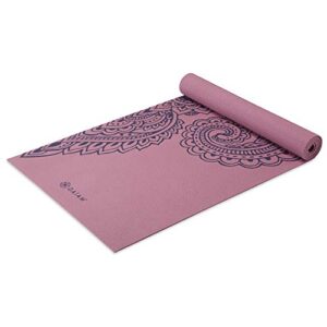 gaiam yoga mat premium print non slip exercise & fitness mat for all types of yoga, pilates & floor workouts, paisley tropical, 5mm (05-64039)