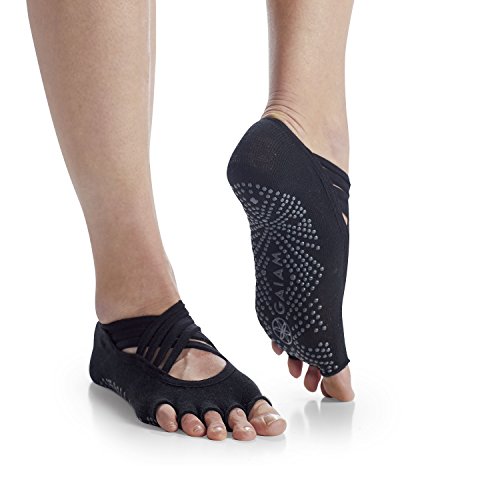 Gaiam Grippy Studio Yoga Socks for Extra Grip in Standard or Hot Yoga, Barre, Pilates, Ballet or at Home for Added Balance and Stability, Black, Small-Medium, One Size