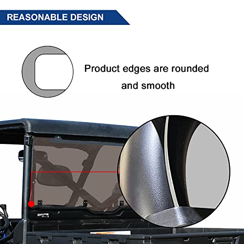 BoardRoad Rear Full Windshield Heavy Duty Windscreen for 2017 18 19 20 21 22 Polaris Ranger XP 1000/ Crew, 13-19 Polaris Ranger XP 900/ Crew,Scratch Resistant, Rear Window Clear | 1/4" Polycarbonate