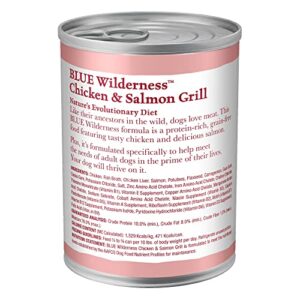 Blue Buffalo Wilderness High Protein, Natural Adult Wet Dog Food, Salmon & Chicken Grill 12.5-oz cans (Pack of 12)