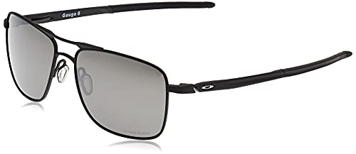 Oakley Men's OO6038 Gauge 6 Titanium Square Sunglasses, Powder Coal/Prizm Black, 57 mm