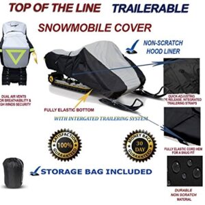 600D Snowmobile Travel and Storage Cover Compatible for 2007-2008 Model Year Polaris 550 LX Sleds. Slush and Mud Protection