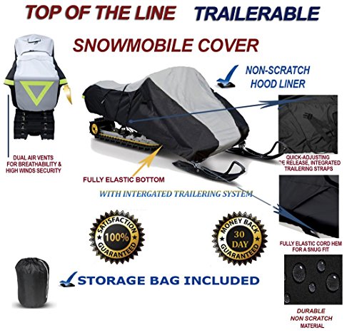 600D Snowmobile Travel and Storage Cover Compatible for 2007-2008 Model Year Polaris 550 LX Sleds. Slush and Mud Protection