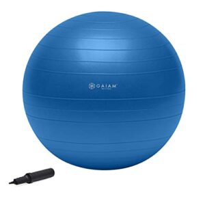 gaiam 05-52205 total body balance ball kit – includes 75cm anti-burst stability exercise yoga ball, air pump & workout video – blue