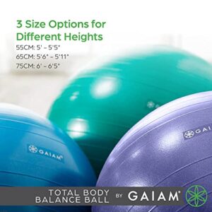 Gaiam 05-52205 Total Body Balance Ball Kit - Includes 75cm Anti-Burst Stability Exercise Yoga Ball, Air Pump & Workout Video - Blue