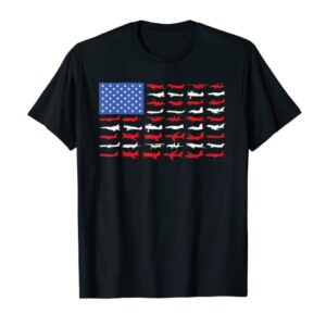 Pilot Airplane American Flag Plane Aviation T-Shirt