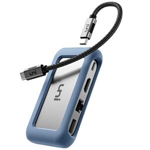 usb c hub, uni usb type c 8 in 1 hub with detachable connector, 4k hdmi, ethernet, sd/microsd card reader, up to 100w, compatible for macbook pro 2021, ipad pro 2021, galaxy s22/s21 & more
