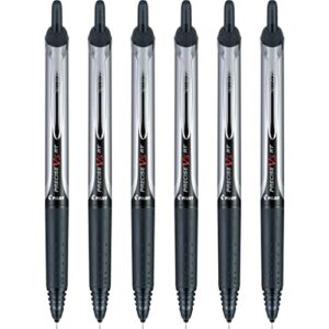 pilot precise v5 rt refillable & retractable liquid ink rolling ball pens, extra fine point (0.5mm) black ink, 6-pack (13613)