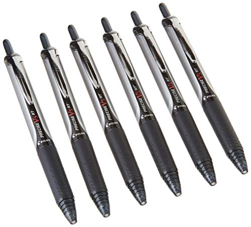 PILOT Precise V5 RT Refillable & Retractable Liquid Ink Rolling Ball Pens, Extra Fine Point (0.5mm) Black Ink, 6-Pack (13613)