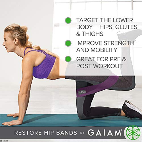 Gaiam Restore Booty Bands Resistance Loops Hip Band Circle, Set of 2 Elastic Glute Bands for Women & Men in Progressive Resistance for Legs, Butt, Thigh, Squats, Ankle, Exercise Guide Included