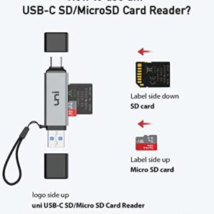 SD Card Reader, uni USB C Memory Card Reader Adapter USB 3.0, Supports SD/Micro SD/SDHC/SDXC/MMC [Card Not Included], Compatible for MacBook Pro, MacBook Air, iPad Pro 2018, Galaxy S21