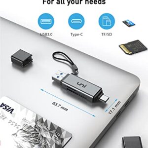 SD Card Reader, uni USB C Memory Card Reader Adapter USB 3.0, Supports SD/Micro SD/SDHC/SDXC/MMC [Card Not Included], Compatible for MacBook Pro, MacBook Air, iPad Pro 2018, Galaxy S21