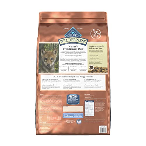 Blue Buffalo Wilderness High Protein Natural Large Breed Puppy Dry Dog Food Plus Wholesome Grains, Chicken 28 lb Bag