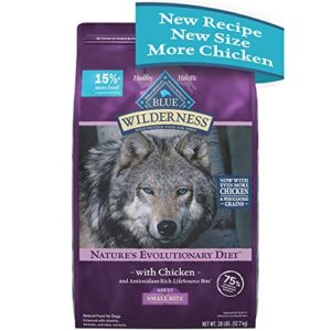 blue buffalo wilderness high protein natural small breed adult dry dog food plus wholesome grains, chicken 28 lb bag