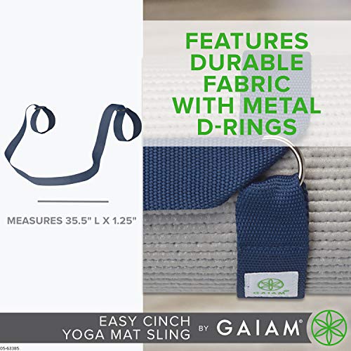 Gaiam Easy-Cinch Yoga Mat Sling, Navy, 1 Count (Mat Not Included)