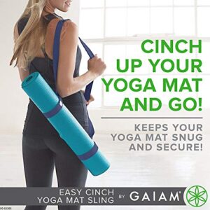 Gaiam Easy-Cinch Yoga Mat Sling, Navy, 1 Count (Mat Not Included)