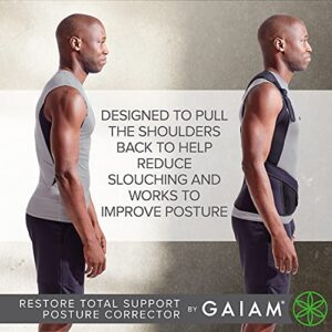 Gaiam Restore Total Support Posture Corrector for Men - Neoprene Back Straightener, Adjustable Straps, Compact Brace Support for Clavicle, Neck, Shoulder, Invisible Pain Relief – Large/X-Large