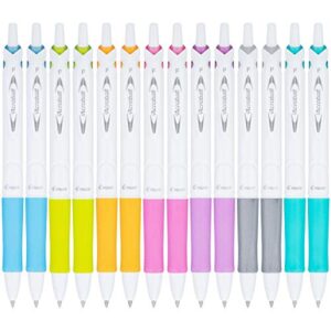 pilot acroball purewhite advanced ink refillable & retractable ball point pens with assorted accents, fine point, black ink, 14-pack (14691)