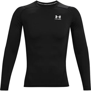 under armour men’s armour heatgear compression long-sleeve t-shirt , black (001)/white, large