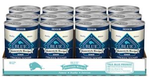 blue buffalo homestyle recipe natural senior wet dog food, chicken 12.5-oz can (pack of 12)
