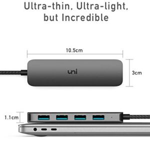 uni USB C to USB Hub 4 Ports, Aluminum USB Type C to USB Adapter with 4 USB 3.0 Ports, Thunderbolt 3 to Multiport USB 3.0 Hub Adapter for MacBook Pro/Air 2020/2019, iPad Pro, Dell, Chromebook and more