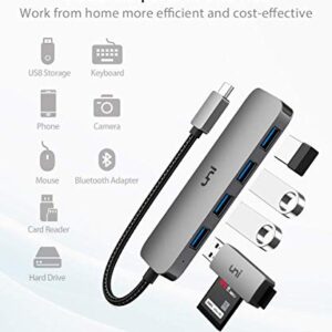 uni USB C to USB Hub 4 Ports, Aluminum USB Type C to USB Adapter with 4 USB 3.0 Ports, Thunderbolt 3 to Multiport USB 3.0 Hub Adapter for MacBook Pro/Air 2020/2019, iPad Pro, Dell, Chromebook and more