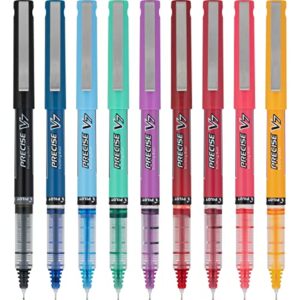 PILOT Precise V7 Stick Liquid Ink Rolling Ball Stick Pens, Fine Point, Assorted Ink, 9-Pack (17046)