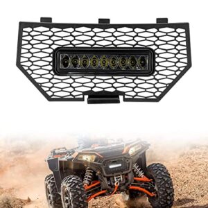 atv sportsman front mesh grill with light, a & utv pro black grille with led light bar for 2017-2022 polaris sportsman xp 1000 sp 850 accessories