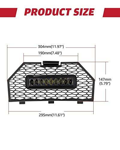 ATV Sportsman Front Mesh Grill With Light, A & UTV PRO Black Grille with LED Light Bar for 2017-2022 Polaris Sportsman XP 1000 SP 850 Accessories