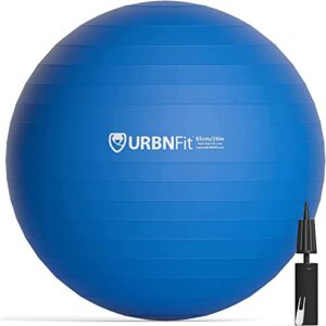 urbnfit exercise ball – yoga ball for workout, pilates, pregnancy, stability – swiss balance ball w/pump – fitness ball chair for office, home gym, labor- blue, 26 in