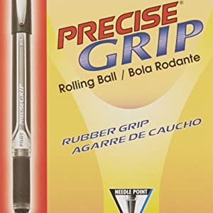 PILOT Precise Grip Liquid Ink Rolling Ball Stick Pens, Bold Point, Black Ink, 12-Pack (28901)